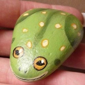 rock painted like frog