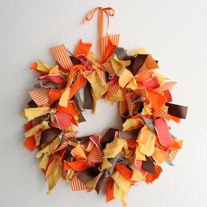 autumn colors fabric wreath