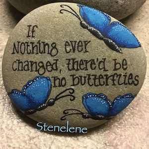 Change word Rock with blue butterflies 