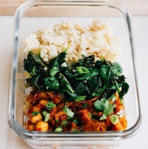 Curried Chickpea Bowls with Garlicky Spinach vegetarian meal prep