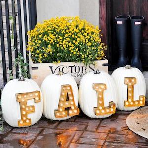 DIY Marquee Light Letter Pumpkins 