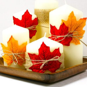 Fall Leaf Candle Thanksgiving Centerpiece 