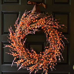 Fall Berry Wispy Grapevine Wreath 