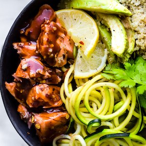 Honey BBQ Baked Salmon Bowls