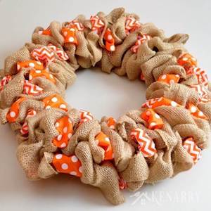 Fall Burlap Wreath With Orange Accent Ribbon