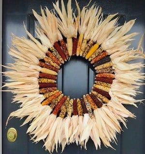 Indian corn wreath for front porch