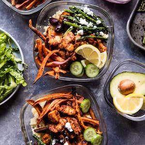 Chicken Shawarma and Sweet Potato Fry Bowls