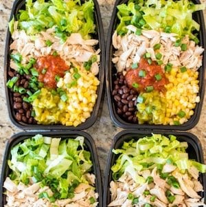 No Cook Meal Prep Burrito Bowls