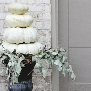 Topiario de calabaza blanca