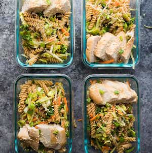 meal prep Sesame Chicken Pasta Salad