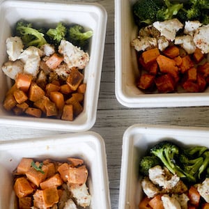 Baked Chicken, Broccoli and Sweet Potatoes