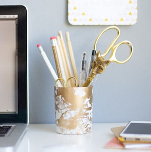 Gold Marble Pencil Holder