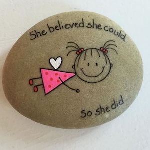 She believed she could so she did quote Rock with stick figure girl flying