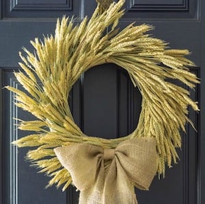 Fall Wheat Wreath with burlap bow