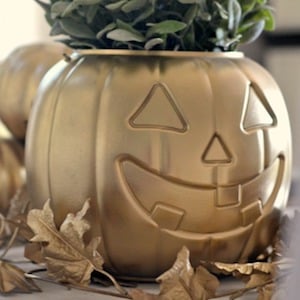 Gold Spray Painted Pumpkin DIY Fall Centerpiece