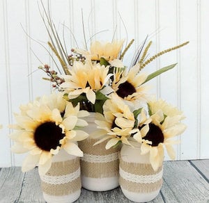 Rustic Flower Jars DIY centerpiece