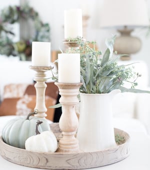 Pumpkins and Candles Table Decor 