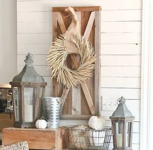 Farmhouse Fall Decor with Galvanized Lanterns