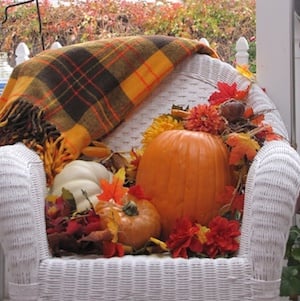 Fall Decorated Wicker Chair