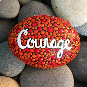 Courage Word Rock with mandala design