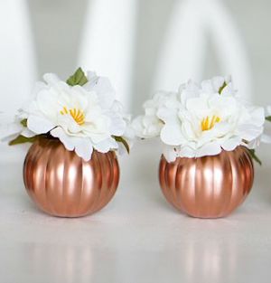 Copper Pumpkins Fall Centerpiece