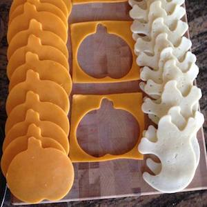 Ghost and pumpkin Cookie Cutter Cheese halloween party food