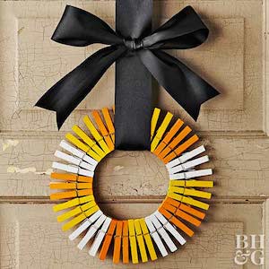 Clothespin Candy Corn Wreath 