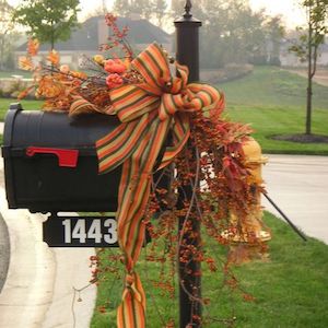 Fall Berries and Bow Mailbox