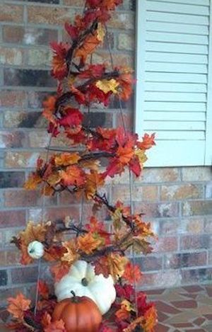fall leaf garland tomato cage tree
