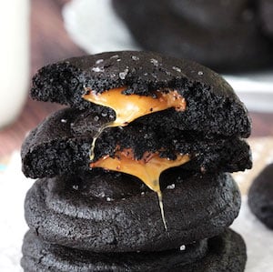 Salted Caramel Stuffed Chocolate Halloween Cookies