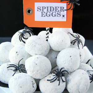 easy Spider Egg Donut holes 