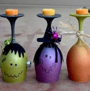 halloween Wine Glass Candle Holders craft for adults