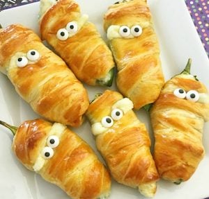 cute Halloween Jalapeño Mummies appetizer