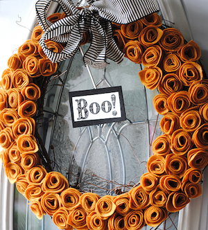 Felt Flower Halloween Wreath