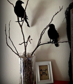Crow Tree Halloween Mantel Decorations