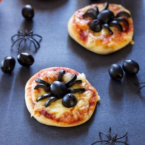 Halloween Mini Spider Pizza party food idea