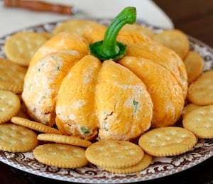 Pumpkin-Shaped Cheese Ball halloween party food