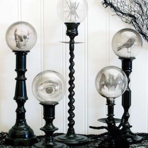Spooky halloween Crystal Ball Candlesticks craft for adults