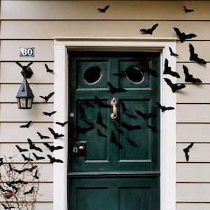 Bat-Filled Front door halloween decoration
