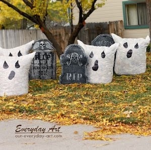 Ghost Leaf Filled Bags Halloween Yard Decoration