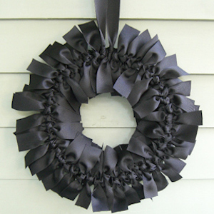 Black Halloween Ribbon Wreath