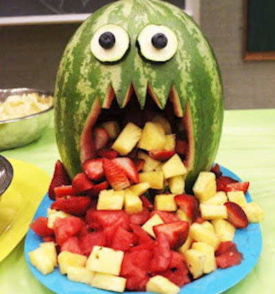 Watermelon Spewing Fruit appetizer for halloween party