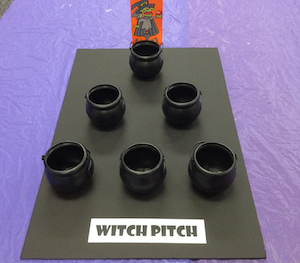 Dollar Store halloween party Witch Pitch game