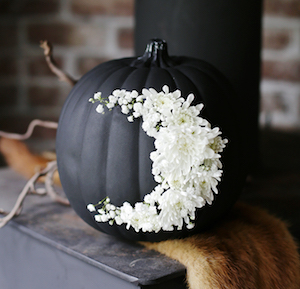 Floral Moon Pumpkin Decorating Idea