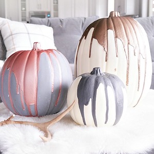 Modern Metallic paint drip pumpkins