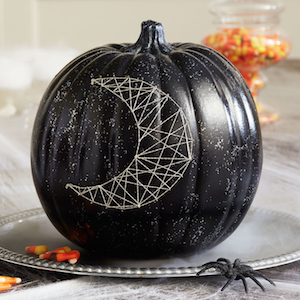 no carve String Art Moon pumpkin decorating
