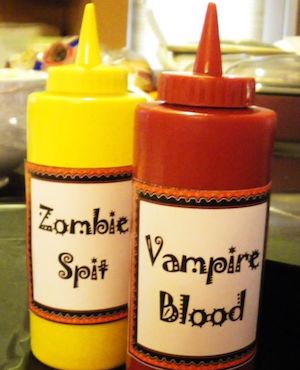 Spooky Condiment Bottles labels for halloween party