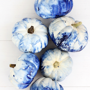 Indigo Marble pumpkin Decorating using Nail Polish 