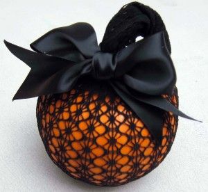 No Carve black Lacy Pumpkin Decorating Idea