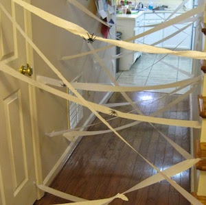 toilet paper Spider Web Game for halloween